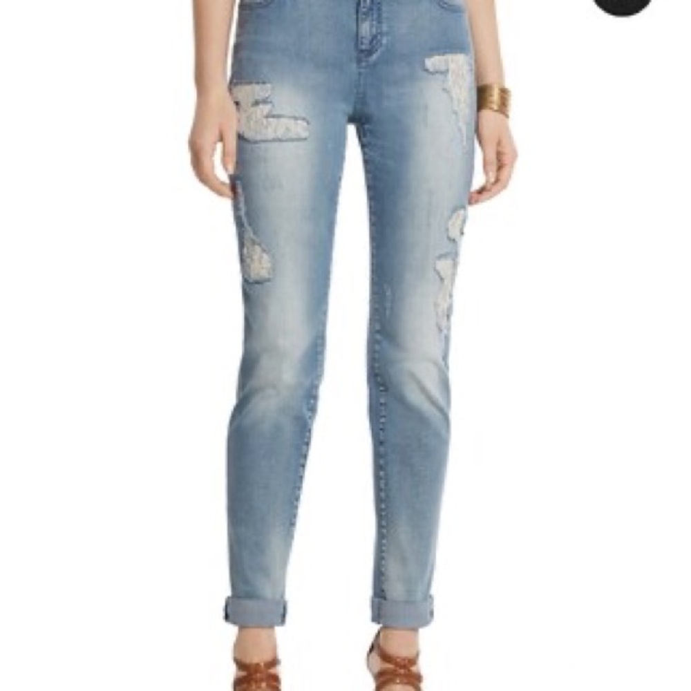 NWT CHICO BLACK LABEL RIP & REPAIR JEANS SO STYLISH & COMFORTABLE